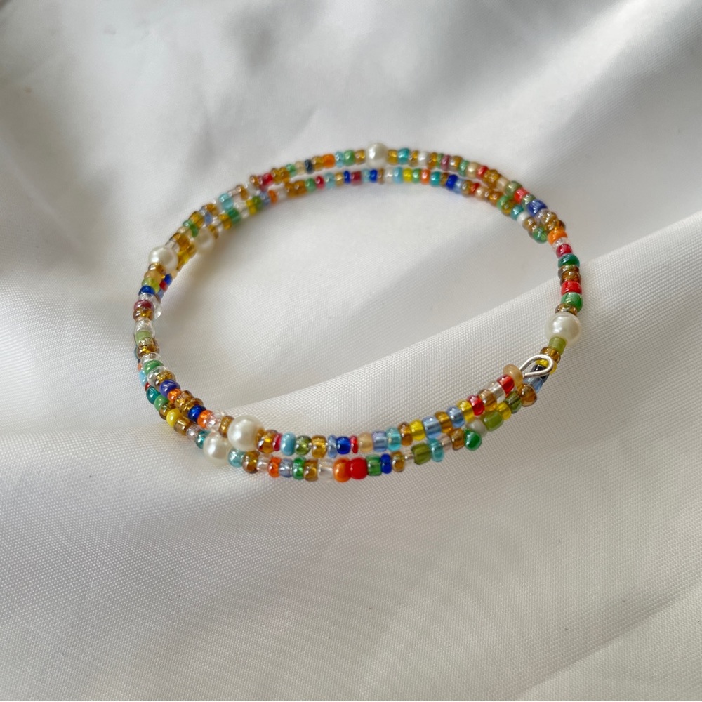 Colorful beaded bangle bracelet